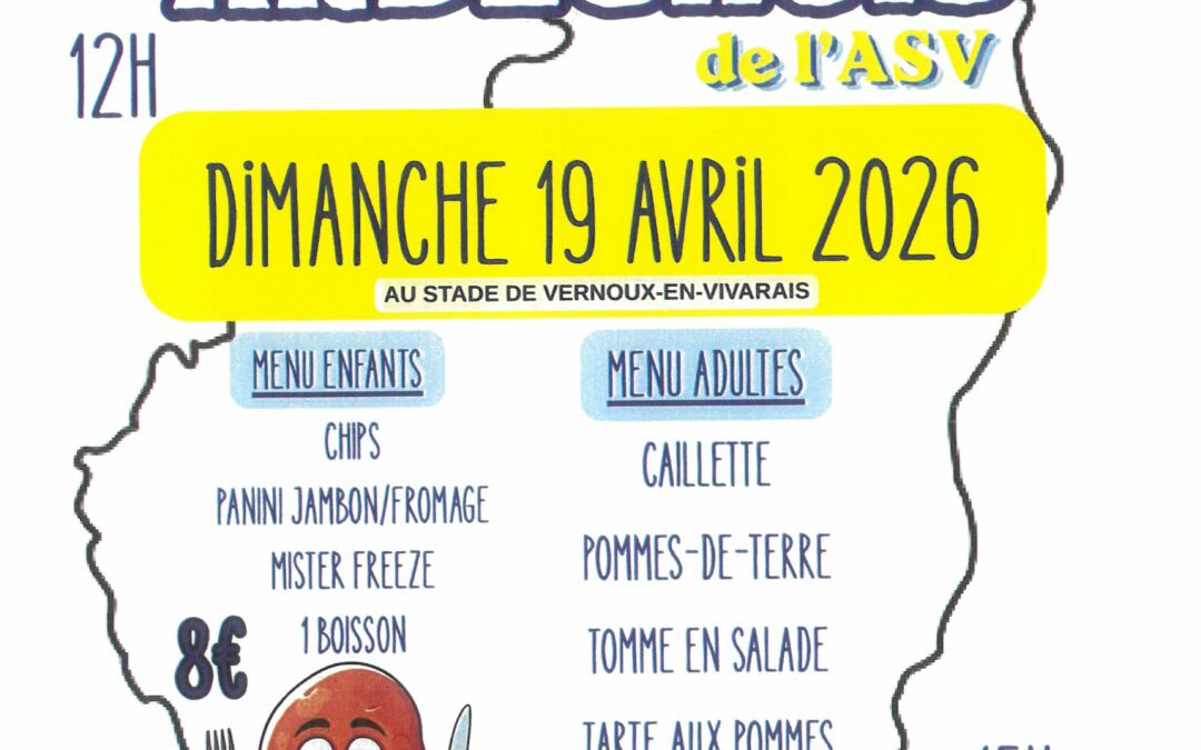 Repas ardéchois  Dimanche 19 avril – 12h  Organisé par l&rsquo;ASV